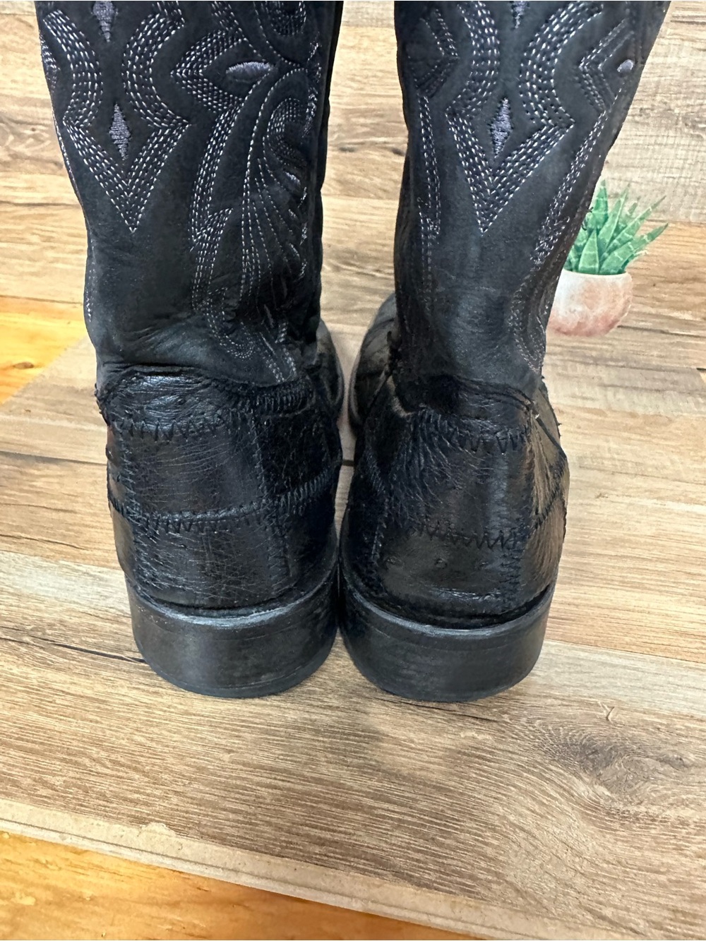 Circle G ostrich leather men’s western cowboy boots square toe size 9 EE black - Picture 5 of 9